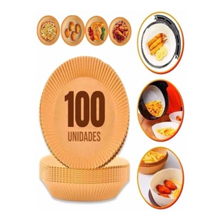 100 Pcs Papel Forro Air Fryer Antiaderente Para Cozimento Descartavel