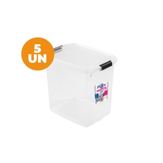 Kit 5 Caixas Organizadoras Transparentes 14L Flex Sanremo em Oferta na Shopee