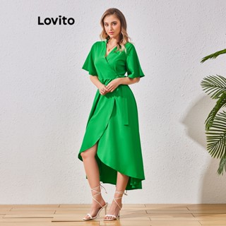 Lovito Vestido Casual Simples Com Babados Para Mulheres LBL07031