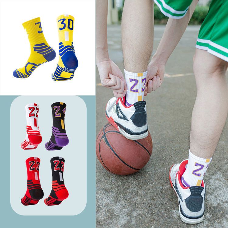 [Estoque pronto] Meias de basquete Kobe No. 24 tubo médio tubo alto masculino de alta qualidade Digital James meias espo