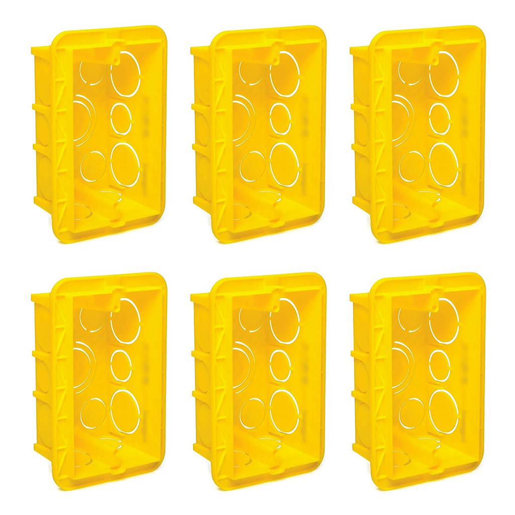 Kit 6 Caixas Derivacao 4X2 Parede Amarelo Pvc Pial