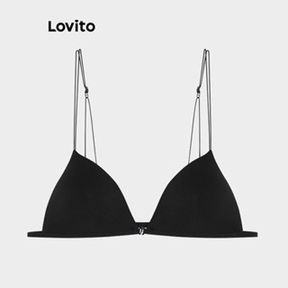 Lovito Bralette Básico Casual Com Fivela Lisa Para Mulheres LNE38236 (Damasco/Branco/Borgonha/Preto)