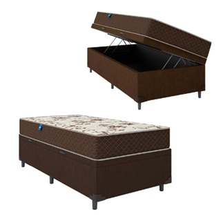 Cama Box Baú Solteiro Colchão Espuma D33 Marquês 88x188x60cm Marrom Umaflex - Suporta até 90kg por Pessoa em Oferta na Shopee