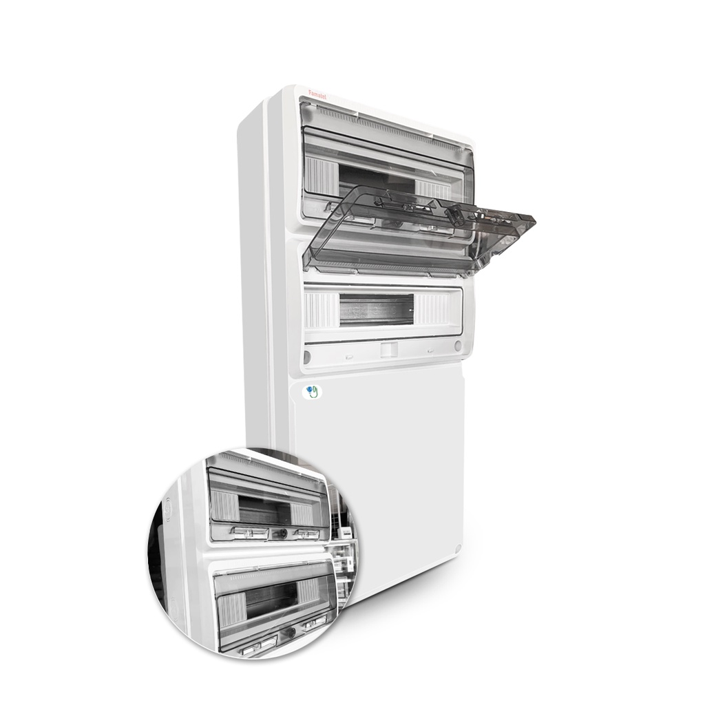 Caixa de Passagem Acquacombi IP65 32 Polos Din P/ Montagem de Painéis Famatel C/ Visor Fumê
