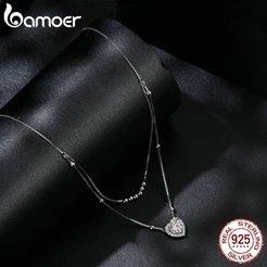 Colar De Fita Bamoer 925 Sterling Dupla Camada 1ct Moissanita Jóias Presentes Para Mulheres