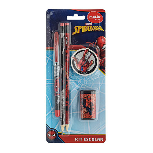 Kit Escolar Homem aranha 5 itens lápis borracha caneta apont em Oferta na Shopee