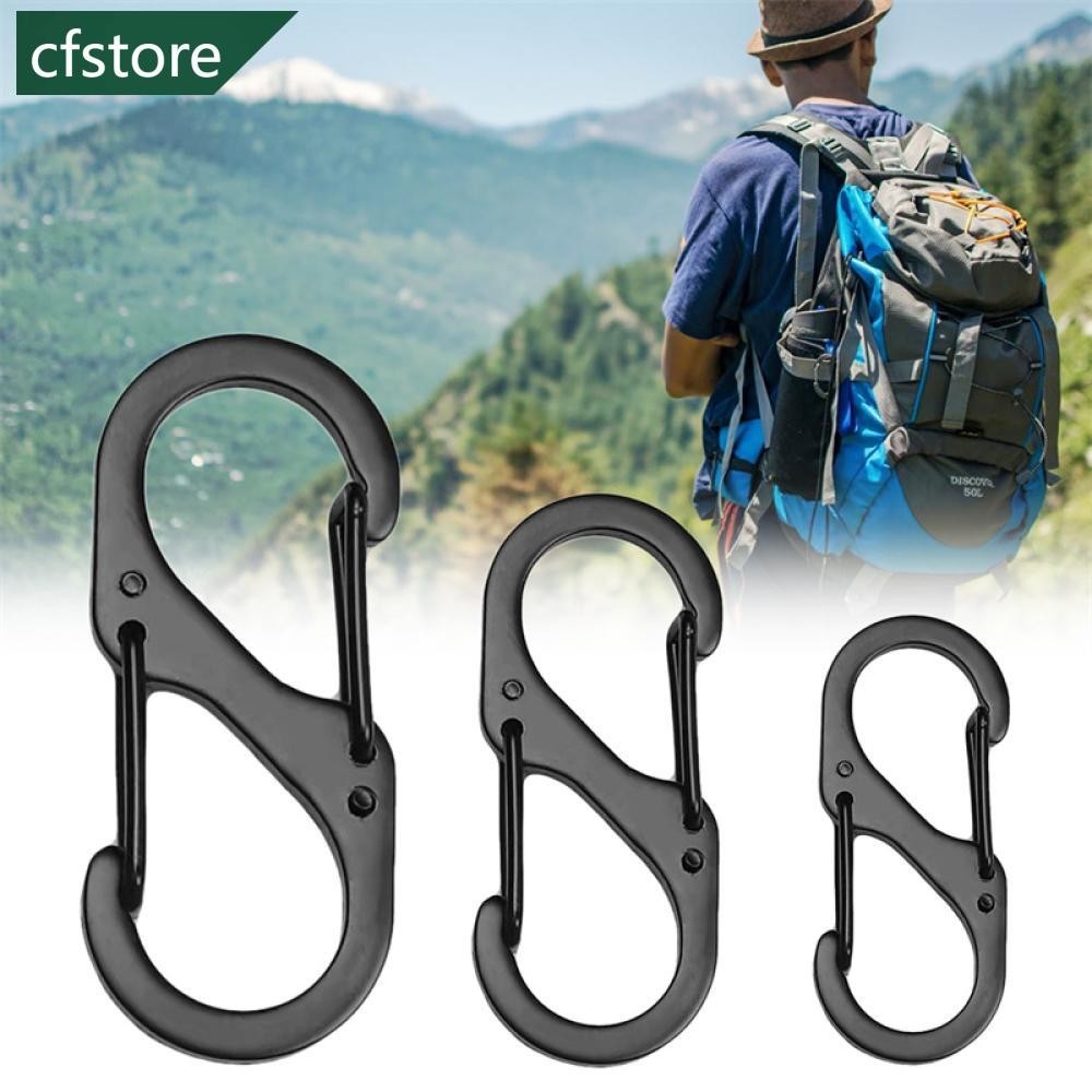 10pcs Tipo S Mosquetão De Aço Inoxidável Com Fechadura Mini Porta-Chaves Gancho Anti-Roubo Mochila Ferramenta De Fivela