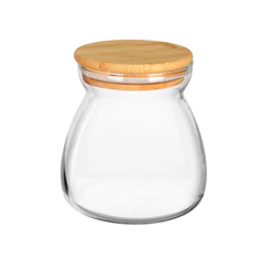 Pote de Vidro Hermético com Tampa de Bambu - 11cm - 500ml - 1 unidade - Rizzo