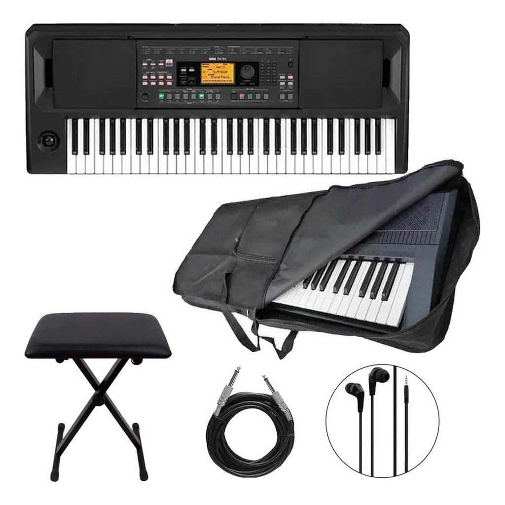 Kit Teclado Arranjador Korg Ek-50 61 Teclas C/ Banco