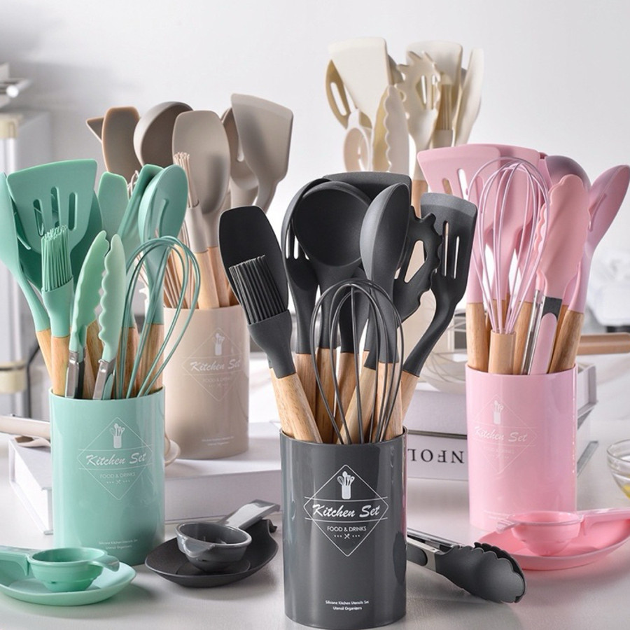 Kit Utensílios Com 12 Peças Jogo De Talher Silicone Talheres Cozinha Utensílios De Cozinha