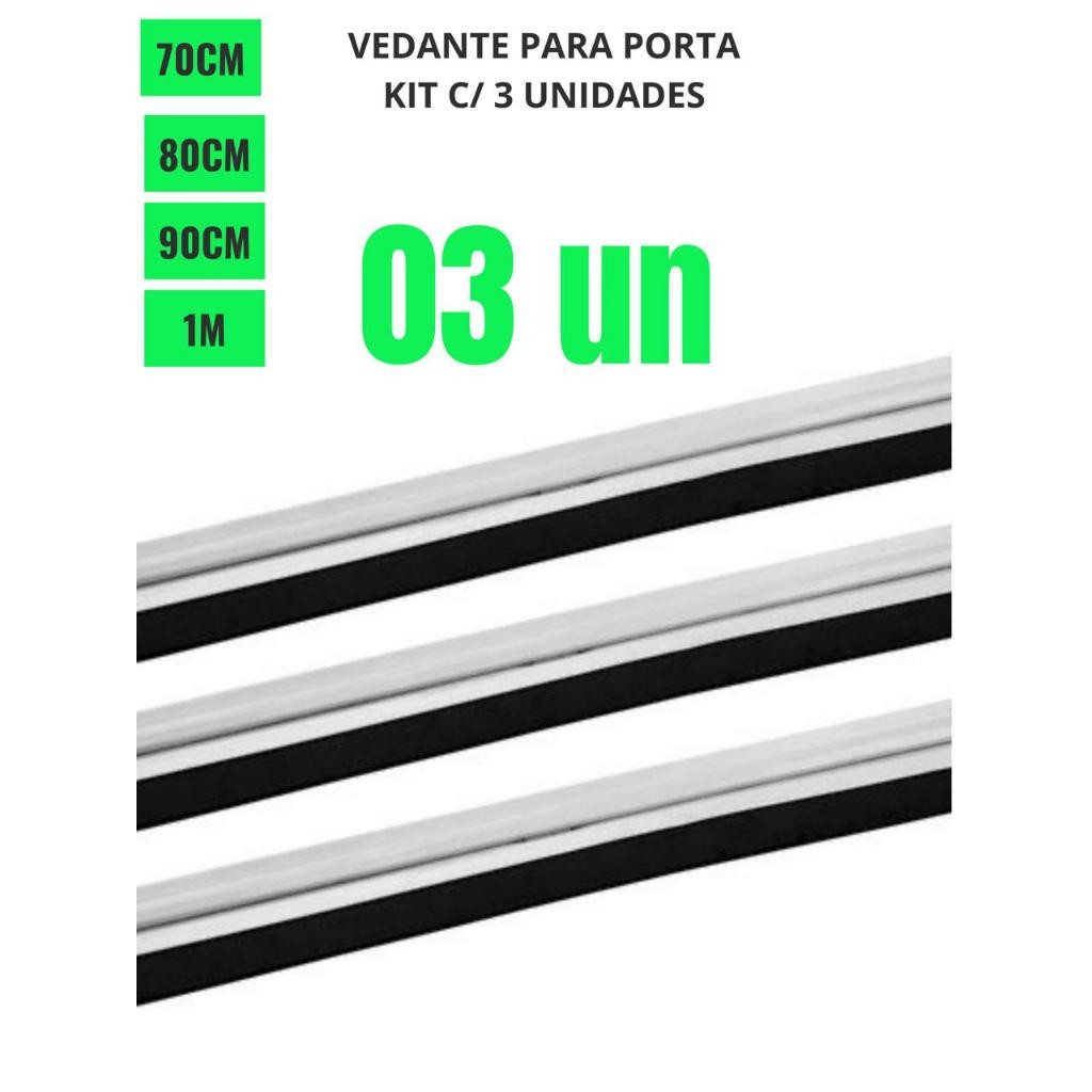 Kit 3 Veda Porta Rodo Vedante Protetor de Porta em Alumínio 70/80/90/100 cm em Oferta na Shopee