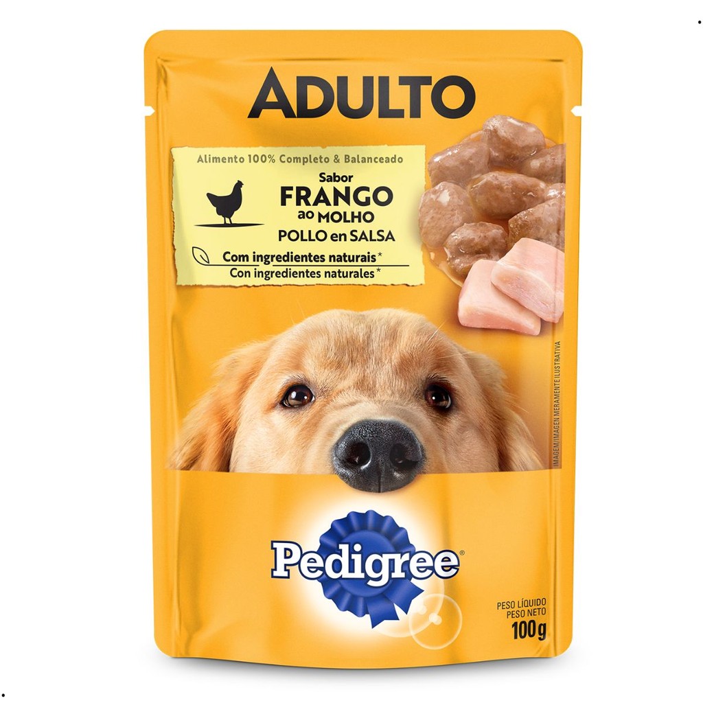 Kit 18 Sachês Pedigree Cães Adulto Raças Médias Alimento Úmido Sabor Frango 100g