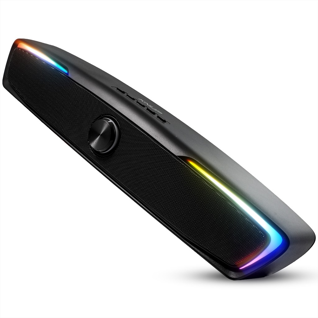 Caixa De Som Pc Profissional Soundbar Speaker Gamer Com Fio Iluminação RGB Alto Falante Aux P2 Pc Note Tipo-C Usb
