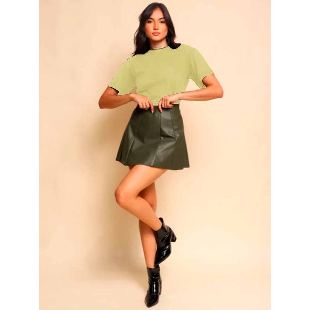 Camiseta Sem Estampa Estilosa Feminina Larga Oversized Blusa Academia Simples Aesthetic Tumblr