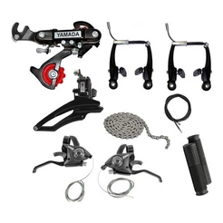 KIT RELAÇÃO 21 MARCHAS BICICLETA RAPID FIRE + FREIO V-BRAKE