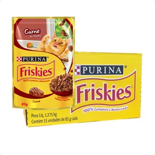 Kit 15 Ração Úmida Friskies Sabor Carne ao Molho para Gatos Adultos - 85g