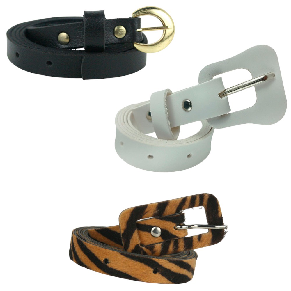 Combo Com 3 Cintos Feminino De Couro PU, Contém 1 Cinto Preto Com Fivela Delicada Redonda Dourada, 1 Cinto Branco Fivela Violão Com Passante Ajustável E Cinto Fivela Retangular, Fácil De Combinar, Versátil, Vestido, Saia, Calças