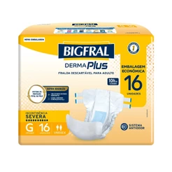 Fralda Geriátrica Bigfral Derma Plus G com 16un Embalagem Econômica