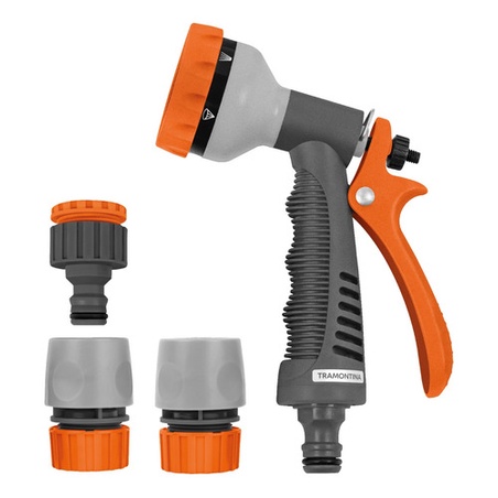 Esguicho Hidropistola 6 Jatos Tramontina + Engate Rápido Bico Pistola Ponta Para Mangueira Regulavel em Oferta na Shopee