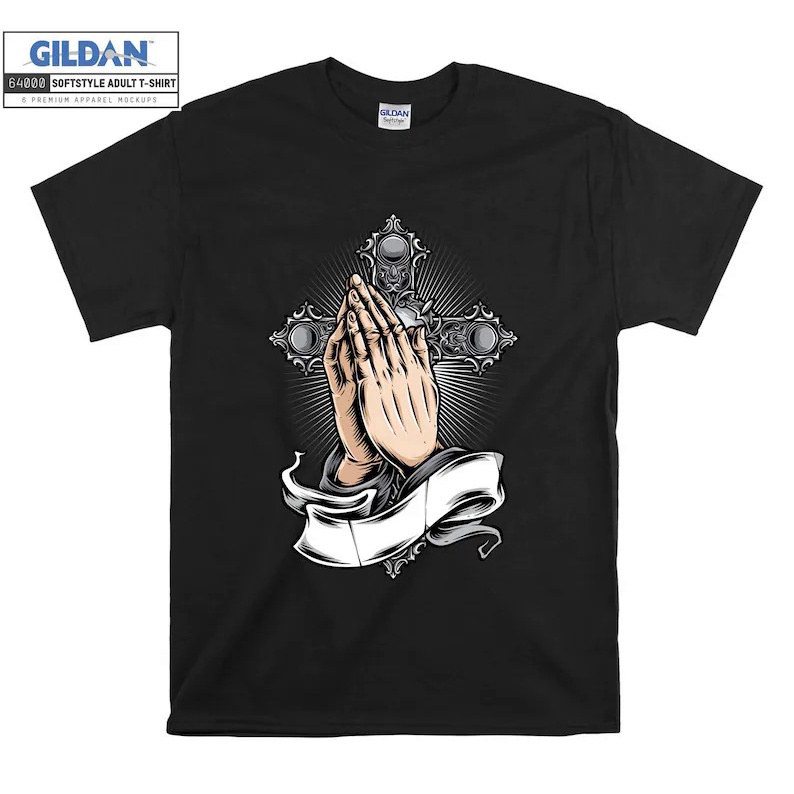 Christian Cross Pendant Church Belief T-shirt Crença Igreja Homens Mulheres Podem Vestir Casal T Short T Trendy T-shirt Clássica Clássica Casual de Rua T-shirt Puro Algodão