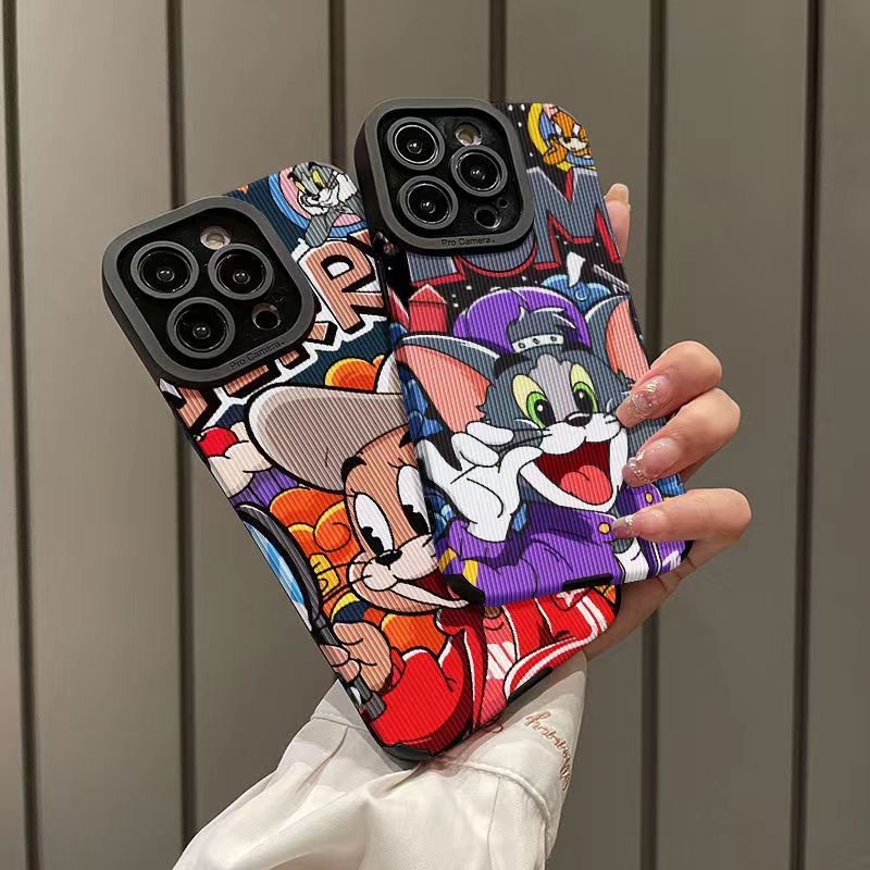 Capa Para Iphone 11Pro MAX 14/15/16PRO 11 12/13/6/7/8plus XR Xmax/15promax De Telefone Gato E mouse Com Tudo Incluído Pe
