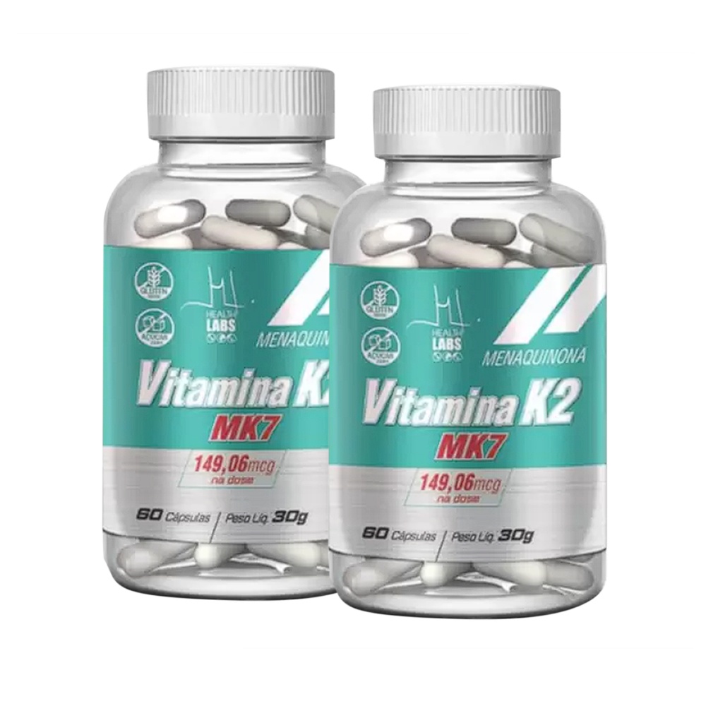 Kit 2 Unidades Vitamina K2 (MK7 149,06mcg) - 60 Cápsulas - Health Labs em Oferta na Shopee