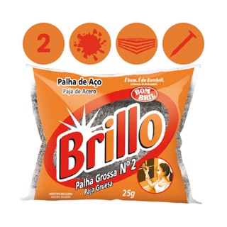 Esponja Palha Aco Grossa 2 Obra Metais Brillo Bombril