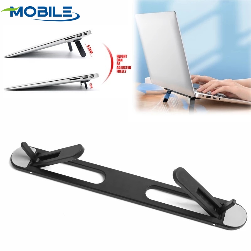 [Acessórios Móveis] Suporte De Resfriamento Dobrável Para Notebook Preto Ajustável Portátil/Computador Com Elevação Vent