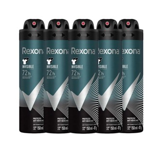 Kit Desodorante Aerosol Rexona Invisible Men 150ml - 5 Unidades