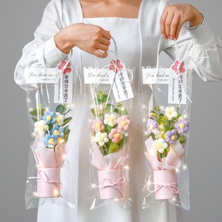 1 Conjunto De Buquê De Tecido Feito À Mão De LED DIY Crochê Com Acabamento Em Malha Forma De Coração Decoração De Casame em Oferta na Shopee