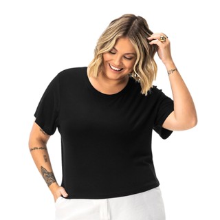 Blusa Feminina Plus Size Secret Glam Preto