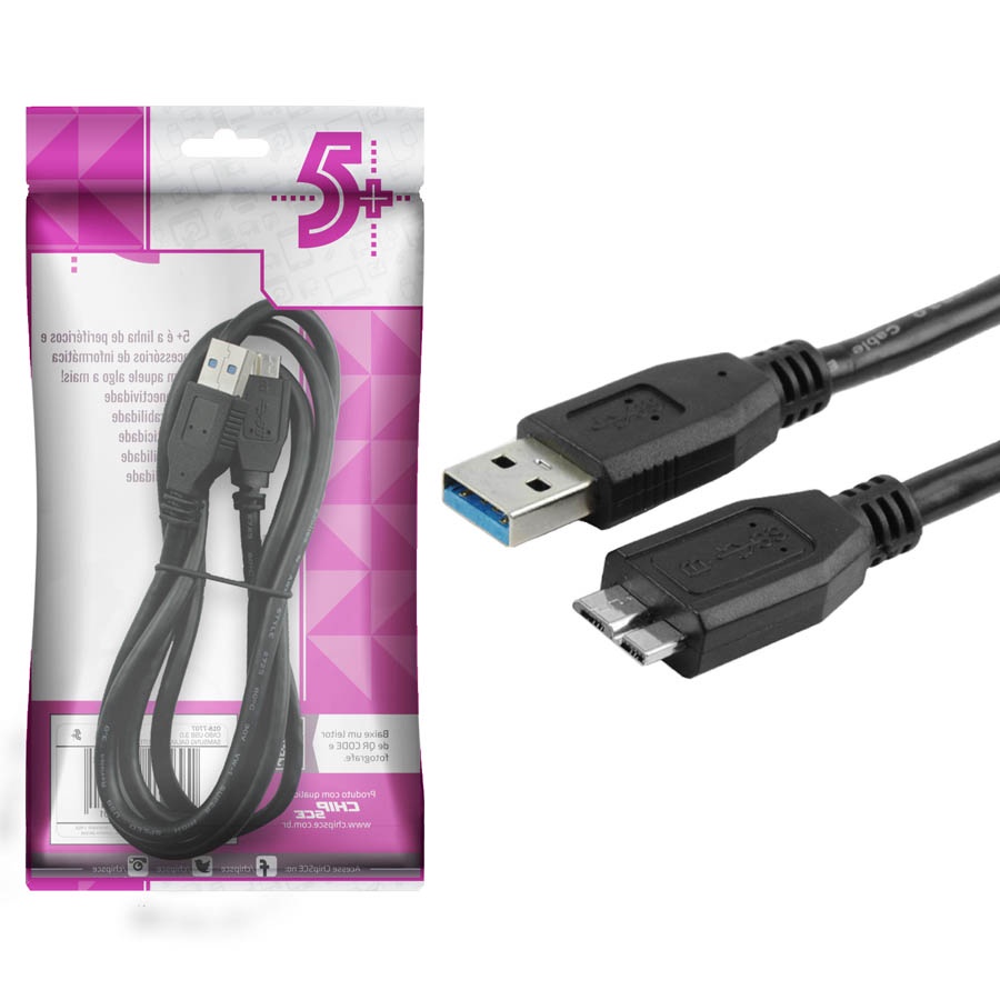 Cabo Usb Para Hd Externo Micro Usb B Usb 3.0 5gbps Universal