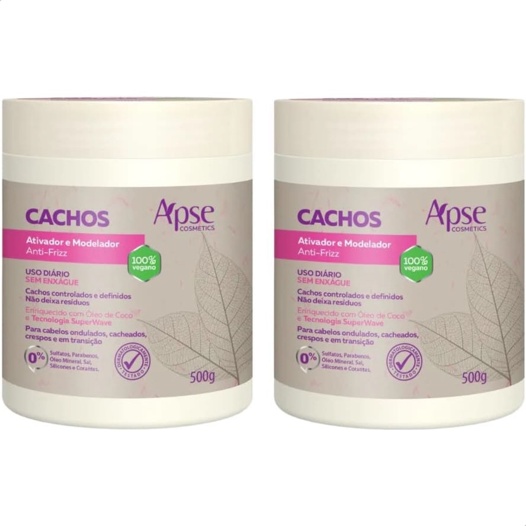 KIT 2UNIDADES ATIVADOR E MODELADOR DE CACHOS 500g ANTI FRIZZ