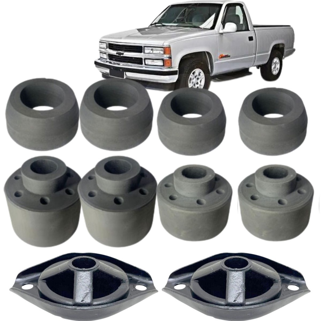 KIT BUCHA CALÇO COXIM BORRACHA CABINE SIMPLES + QUADRO DO RADIADOR SILVERADO GMC 3500 HD 1997 A 2003 (SÓ BORRACHAS)