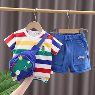 Fato de manga curta para crianças, Summer Boy Top + Shorts Fato de 2 peças, Roupa infantil