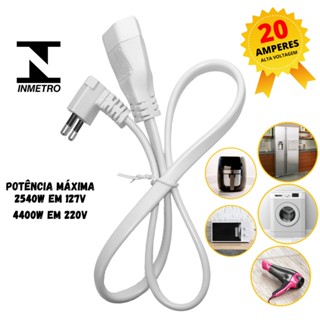 Fio Grosso Para Alta Carga Tomada Tripolar Extensão 0,80cm Com 90° 20a em Oferta na Shopee