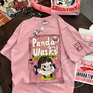 Lovito Camiseta De Tamanho com Estampa De Letras de Desenho Animado para Mulheres LNE17060 (Rosa)