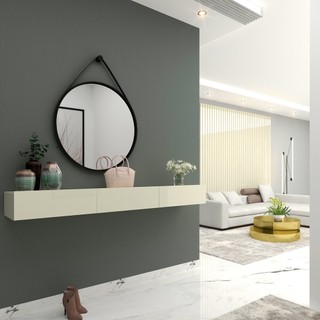 Aparador Nicho Sala Suspenso 3 Gavetas 202 Nobre Off White - Gelius em Oferta na Shopee