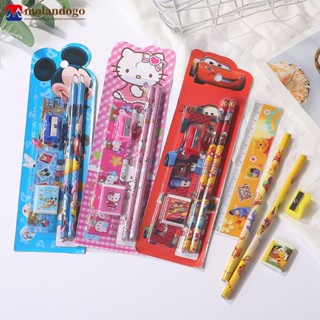 MOLANDOGO 5 Em 1 Alunos De Papelaria Conjunto Apagador De Lápis Régua Kawaii Escrita Material Escolar Primário Kid Random Color E5G3