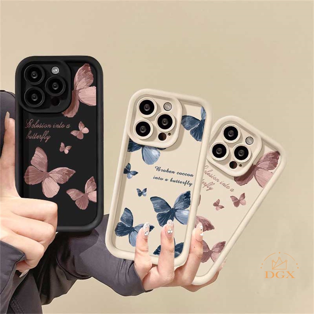 Samsung A05S A05S A05 A15 A14 A13 A04S A03S A04E A03 A10 A10S A11 A12 A20 A30 A20S M11 M12 A13 5G A02S Capa Flexível Borboleta Rosa & Azul DGX