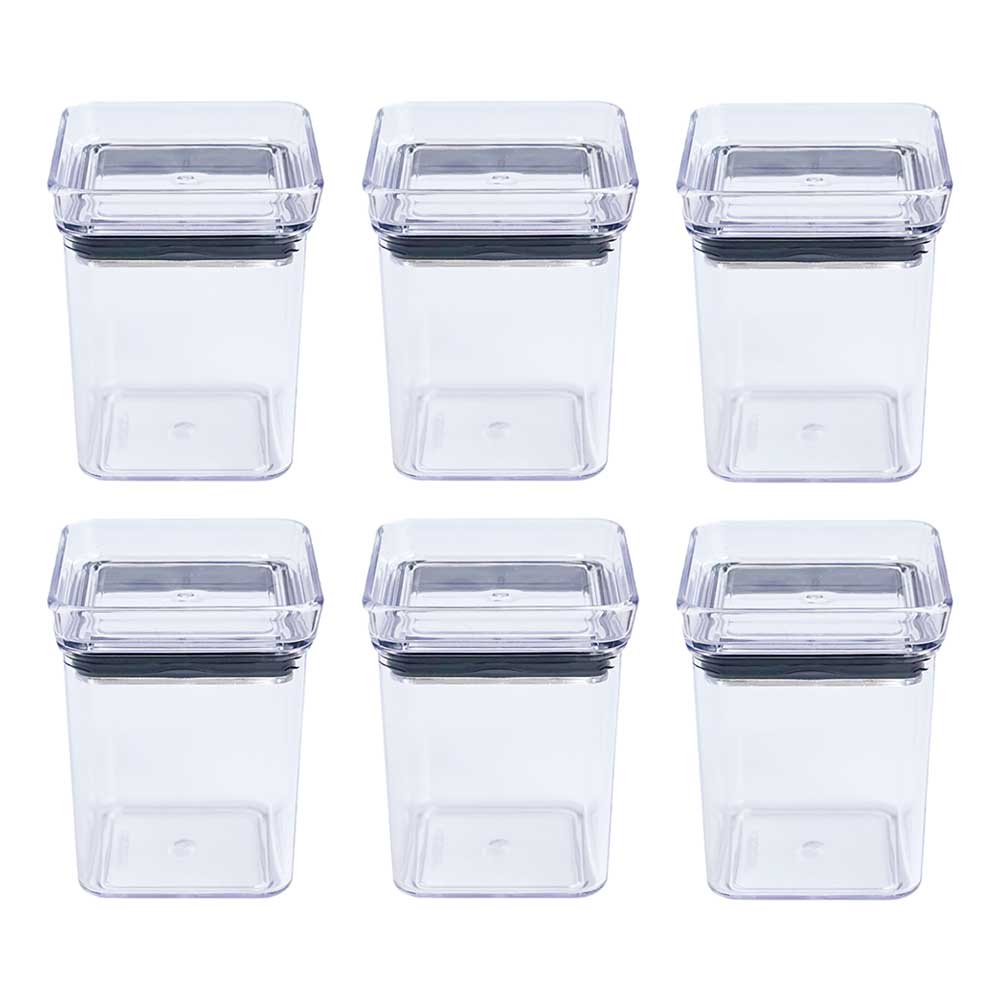 Kit 6 potes herméticos 180ml mini empilháveis com tampa organizar cozinha despensa armário armazenar porta temperos condimentos grãos frutas Lumini Paramount