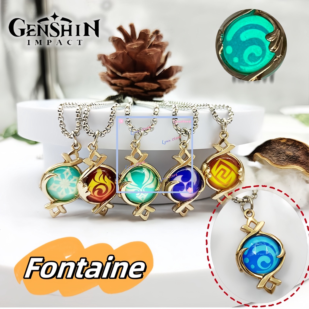 Visão De Impacto GENSHIN Colar Pingente Luminoso Fontaine City 7 Element Necklace Homens/Mulheres Cosplay Acessórios Presentes De Aniversário