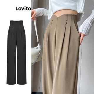 Lovito Elegante Calça Plissada para Mulheres L74ED217