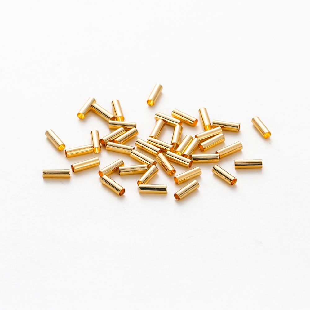 St.kunkka 100pcs 14K Retenção de cor Tubo Reto de Ouro Real Acessórios de Moda