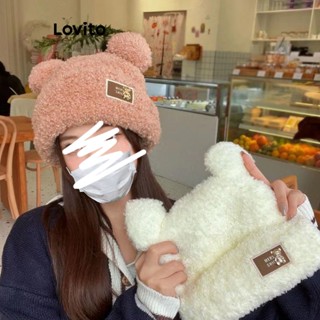Lovito Chapéu De Fio Felpudo Com Orelha De Urso Animal Fofo Para Mulheres LFA13246
