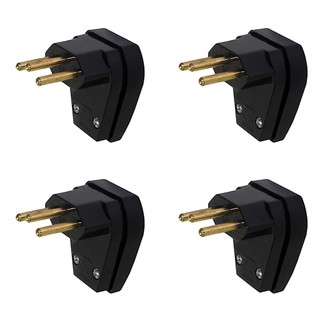 Kit 4 Plugues Machos 2P+T 20A 250V Preto 90? Prensa Cabo em Oferta na Shopee