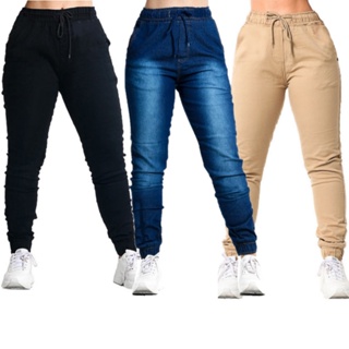 Calças Feminina Jogger Punho Bolso Elastano Estilosas fashion em Oferta na Shopee