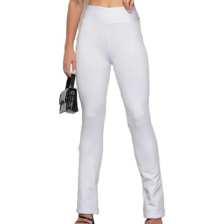 Calça Boca de sino Branca, Flare, Bailarina, Flanelada por Dentro, Cintura Alta Leggin, Moda Feminina, Academia, Enfermagem, Medicina, Fisioterapeutas, Dentistas