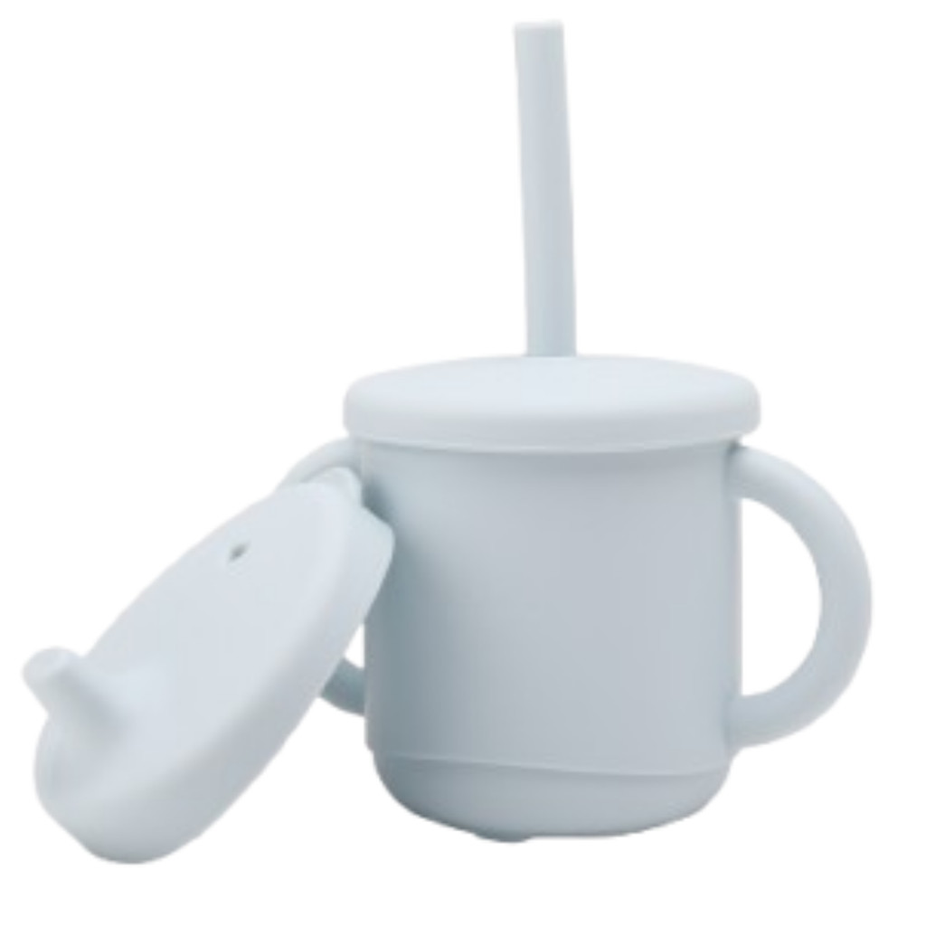 Copo Infantil Transição De Silicone 2 Em 1 Com Bico E Canudo