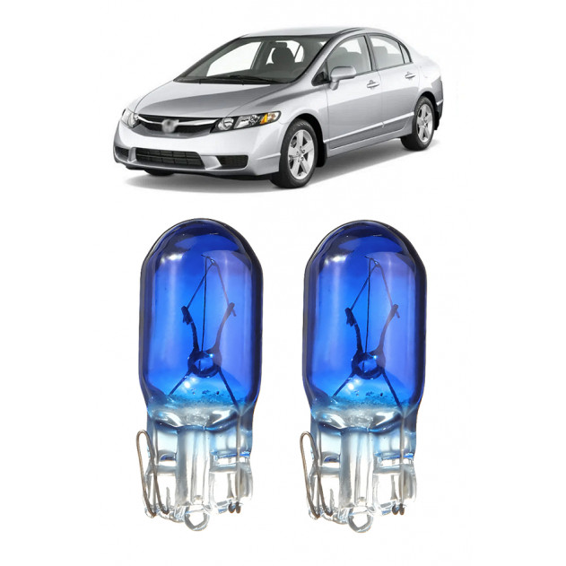 Par Lampada Pingo T10 Super Branca New Civic Farol Teto Placa 5w